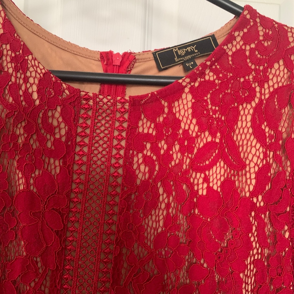 MISSMAY Red quarter sleeve formal Christmas Holiday formal dress vintage style